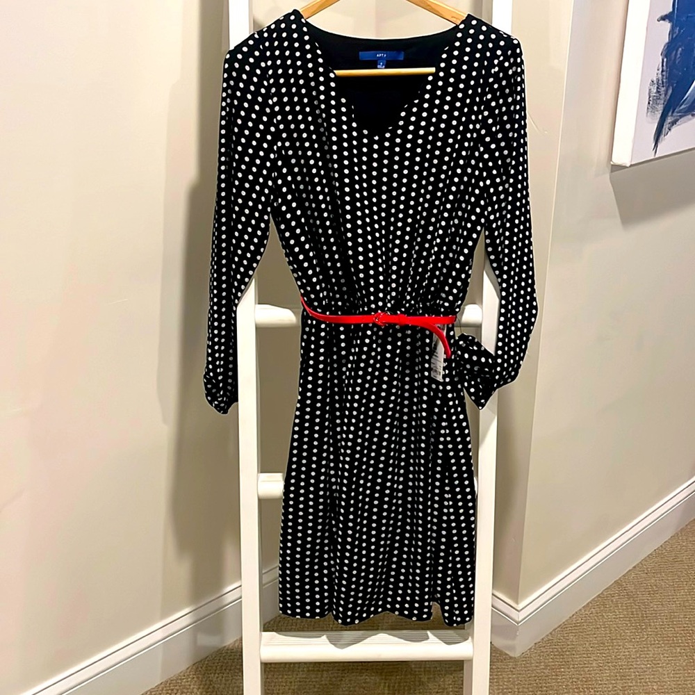 NWT Black & White Polka Dot Long Sleeve Dress